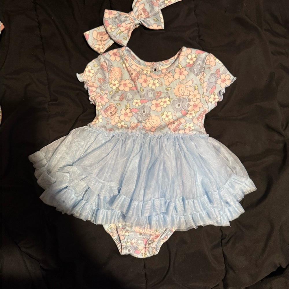 Disney Blue and Pink Floral Kids Casual Dress